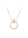 Twisted Open Circle Pear-Shaped Yellow CZ Asymmetrical Chain Necklace (316L Stainless Steel)