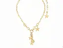 Multi-Charm Star & Coin Lariat Cable Chain Necklace (316L Stainless Steel)