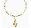 Vintage Textured Heart Mother-of-Pearl Paperclip Chain Necklace (316L Stainless Steel)