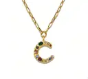Multi-Stone Initial "C" Paperclip Chain Necklace (316L Stainless Steel)