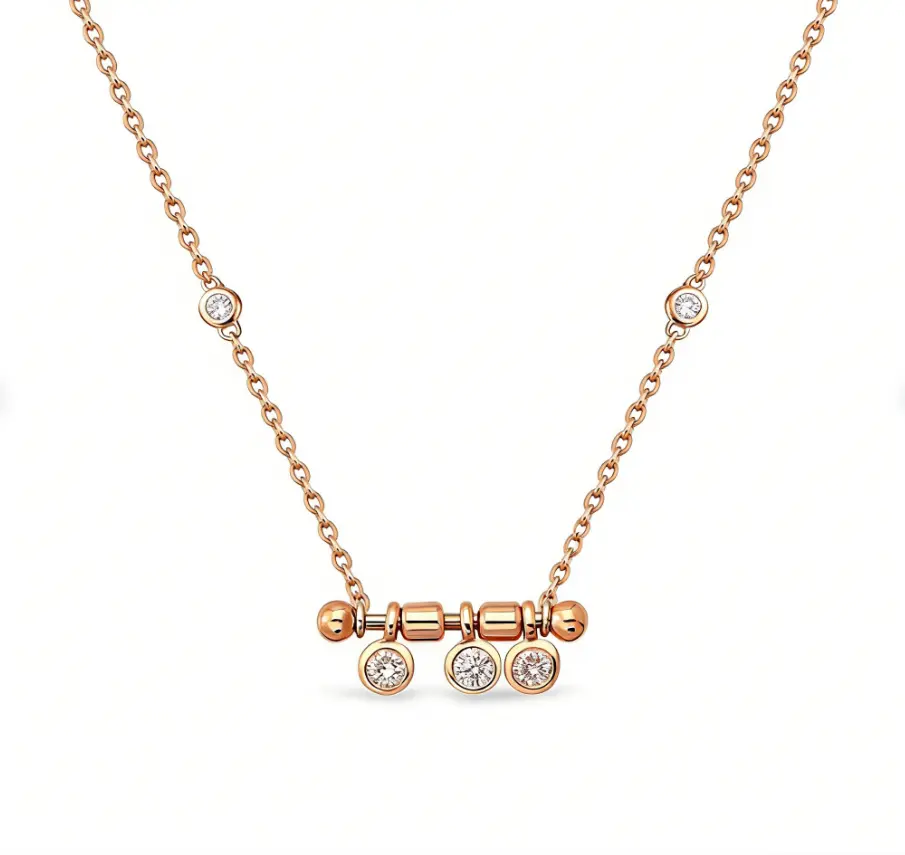 Rotating Bead CZ Cable Chain Necklace (316L Stainless Steel)