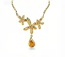 Floral Teardrop Citrine CZ Torque Necklace (316L Stainless Steel)