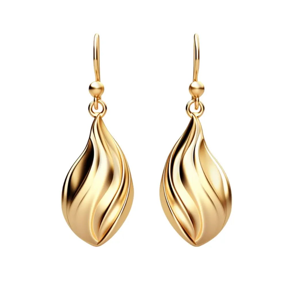 Sculpted Wave Teardrop Dangle Earrings (316L Stainless Steel)