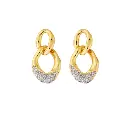 Molten Double-Link Pavé CZ Drop Earrings (316L Stainless Steel)