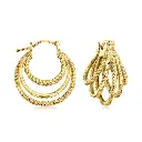 Triple-Layer Twisted Rope & Smooth Hoop Earrings (316L Stainless Steel)