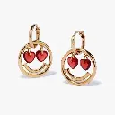Smiley Face Red Heart Charm Hoop Earrings (316L Stainless Steel)
