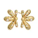 Pearl & CZ Floral Stud Earrings (316L Stainless Steel)