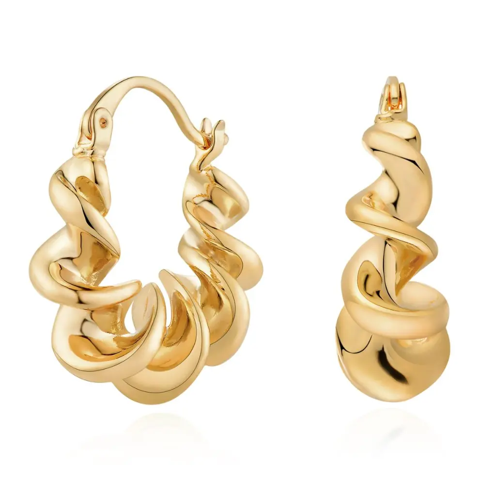 Sculpted Twisted Hoop Earrings (316L Stainless Steel)