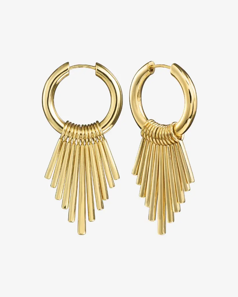 Fringe Stick Drop Hoop Earrings (316L Stainless Steel)