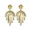 Hammered Coin Fringe Drop Earrings (316L Stainless Steel)