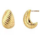Ribbed Croissant Hoop Earrings (316L Stainless Steel)