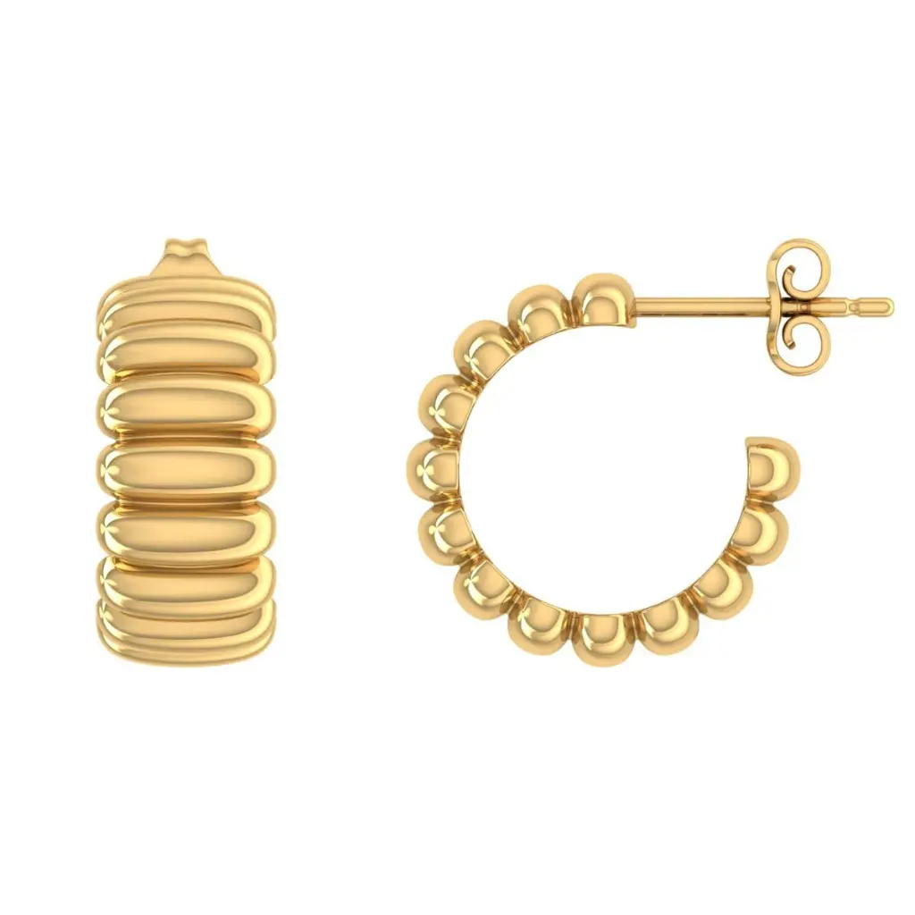 Ribbed Shell Huggie Hoop Earrings (316L Stainless Steel)
