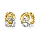Two-Tone Pave Link Huggie Hoop Earrings (316L Stainless Steel)
