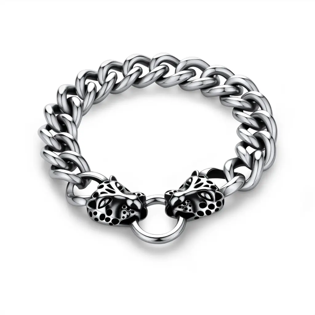 Panther Head Cuban Link Bracelet (316L Stainless Steel)