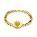 Lion Head Hexagonal Medallion Curb Chain Bracelet (316L Stainless Steel)