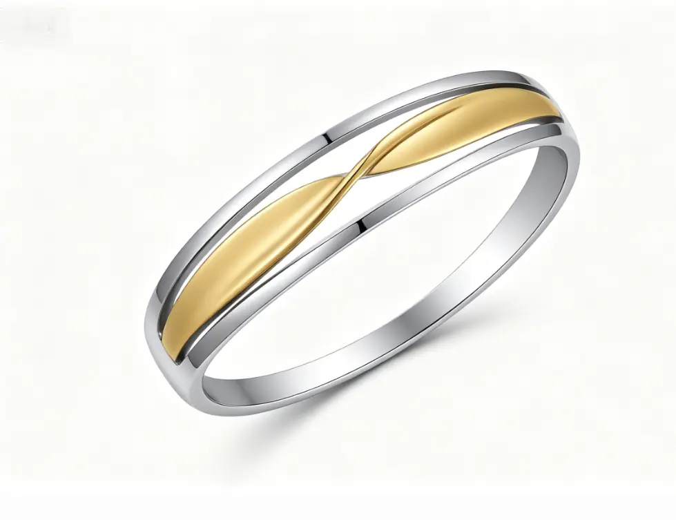 Two-Tone Infinity Twist Bangle (316L Stainless Steel)