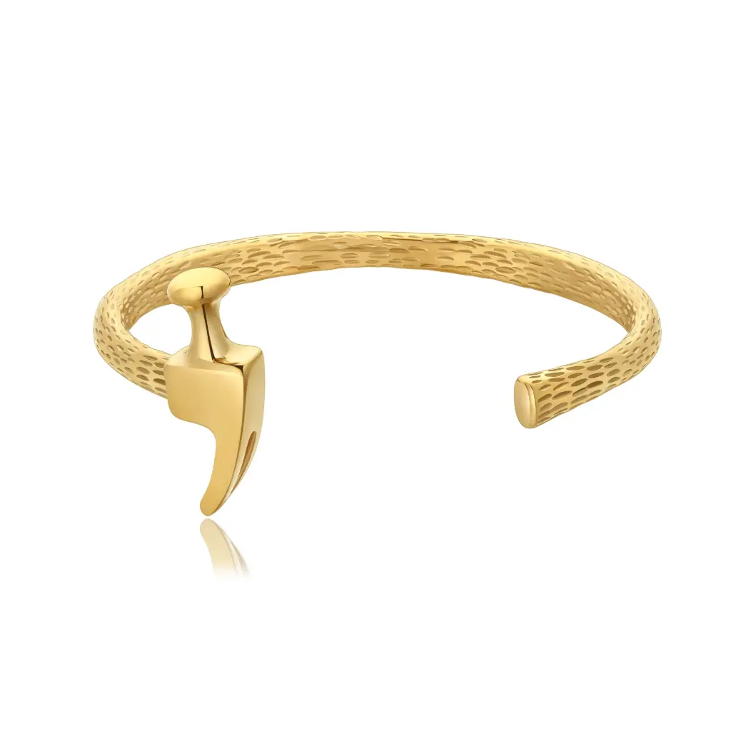 Hammer Textured Open Cuff Bracelet (316L Stainless Steel)