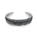 Feather Textured Antique Cuff Bracelet (316L Stainless Steel)