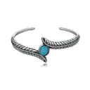 Turquoise Feather Cuff Bracelet (316L Stainless Steel)