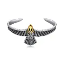 Two-Tone Eagle Feather Open Cuff Bracelet (316L Stainless Steel)