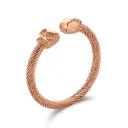 Rose Gold Skull Twisted Cable Open Cuff Bracelet (316L Stainless Steel)