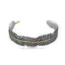 Two-Tone Feather Open Cuff Bracelet (316L Stainless Steel)