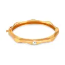 Hammered Gold Hinged Bangle with Solitaire Crystal (316L Stainless Steel)