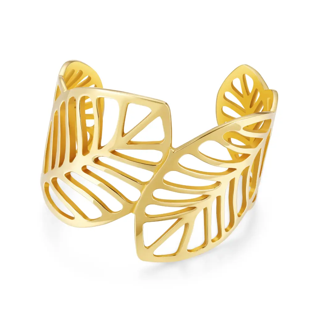 Monstera Leaf Open Cuff Bracelet (316L Stainless Steel)