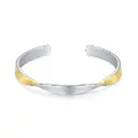 Two-Tone Twisted Open Cuff Bracelet (316L Stainless Steel)