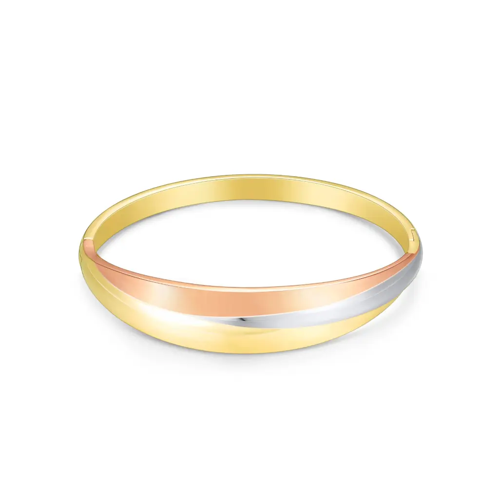 Tri-Color Twisted Hinged Bangle (316L Stainless Steel)