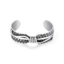 Woven Bow Antique Silver Open Cuff Bracelet (316L Stainless Steel)