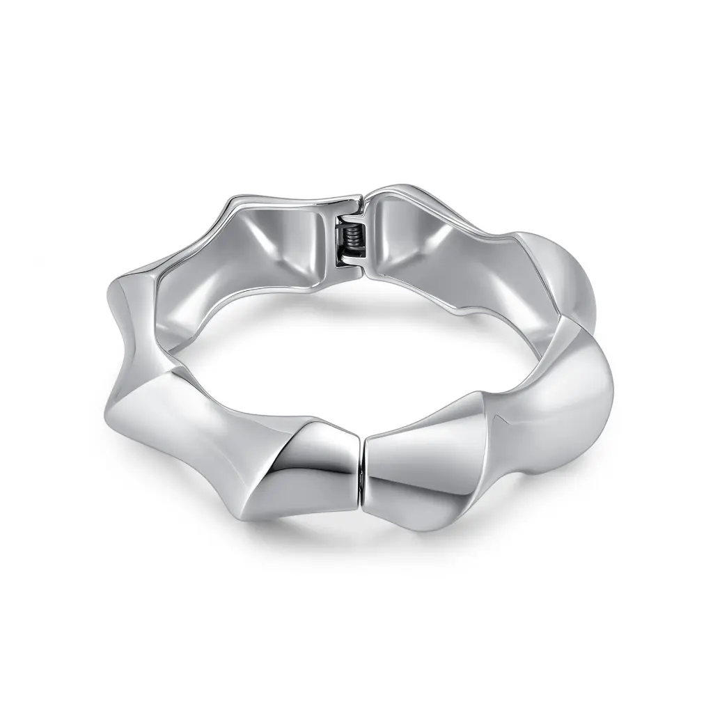 Sculptural Abstract Hinged Bangle (316L Stainless Steel)
