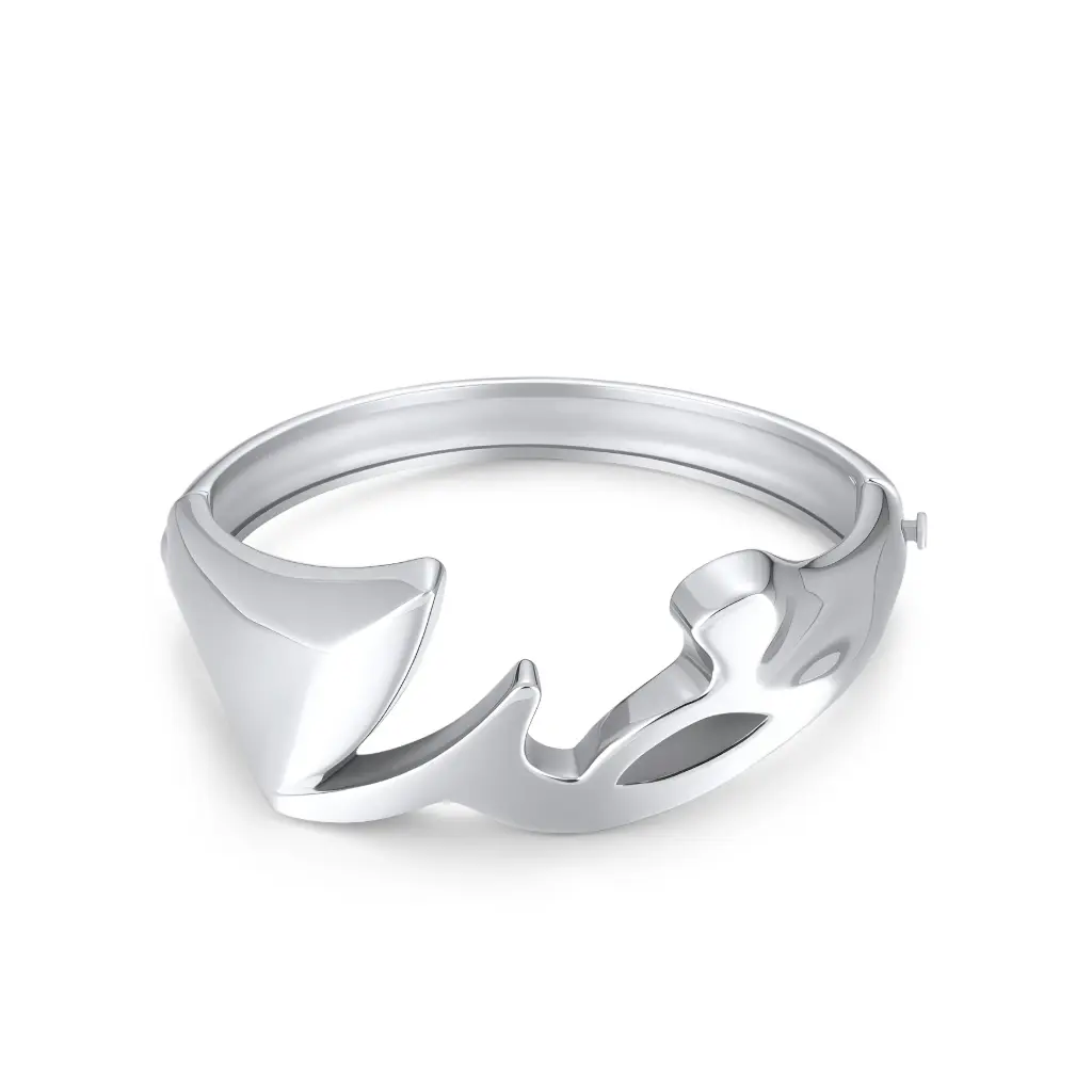 Abstract Geometric Hinged Bangle (316L Stainless Steel)