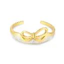 Crystal-Embellished Bow Open Cuff Bracelet (316L Stainless Steel)