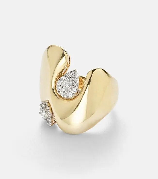 Sculptural Wide Band Diamond Ring (316L Stainless Steel)