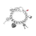 Chunky Cuban Link Multi-Charm Toggle Bracelet (316L Stainless Steel)