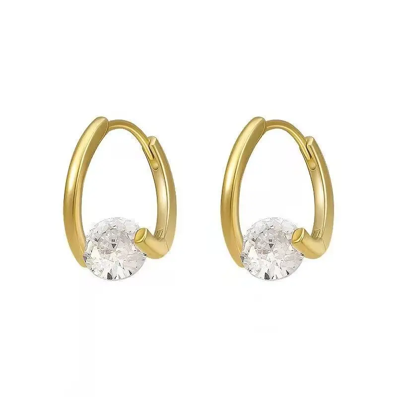 Solitaire CZ Huggie Hoop Earrings (316L Stainless Steel)