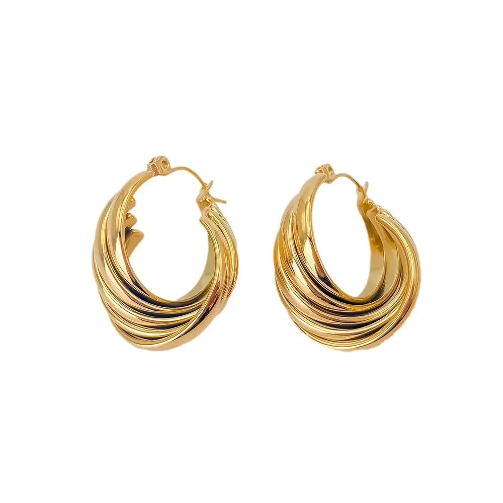 Twisted Multi-Band Hoop Earrings (316L Stainless Steel)