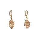 Crystal-Encrusted Leaf Drop Huggie Earrings (316L Stainless Steel)