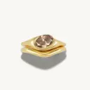 Layered Oval Champagne CZ Ring (316L Stainless Steel)