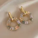 Pastel Crystal Hoop Drop Earrings (316L Stainless Steel)