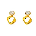 Twisted Geometric Pearl Drop Earrings (316L Stainless Steel)