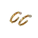 Star-Set CZ Open Hoop Earrings (316L Stainless Steel)