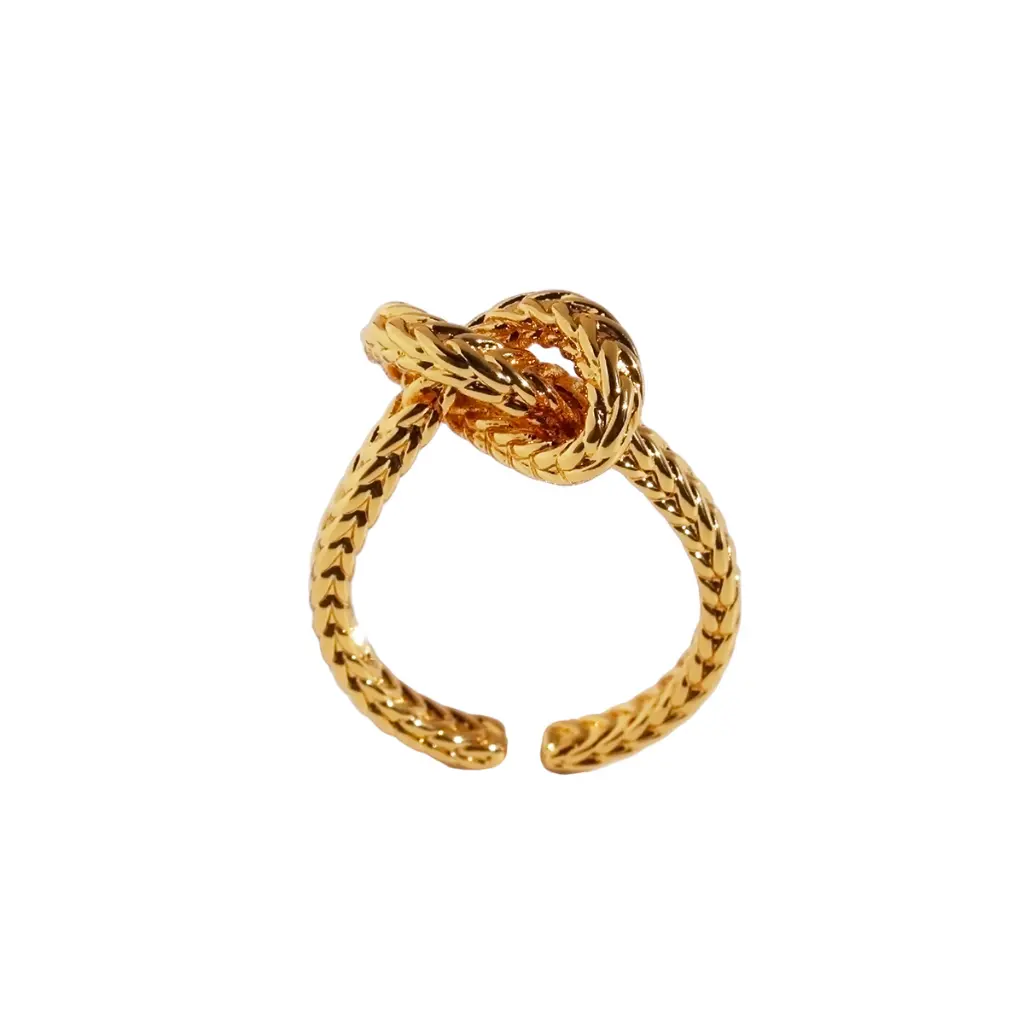 Braided Knot Open Cuff Ring (Brass)