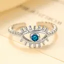 Evil Eye Beaded Open Cuff Ring (Brass)