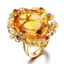 Citrine Floral Statement Ring (Brass)