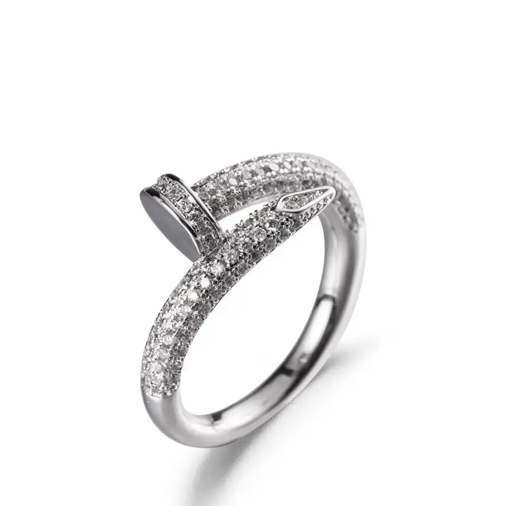 Pave-Set Nail Wrap Ring (Brass)