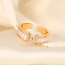 H-Shape Enamel & CZ Open Cuff Ring (Brass)