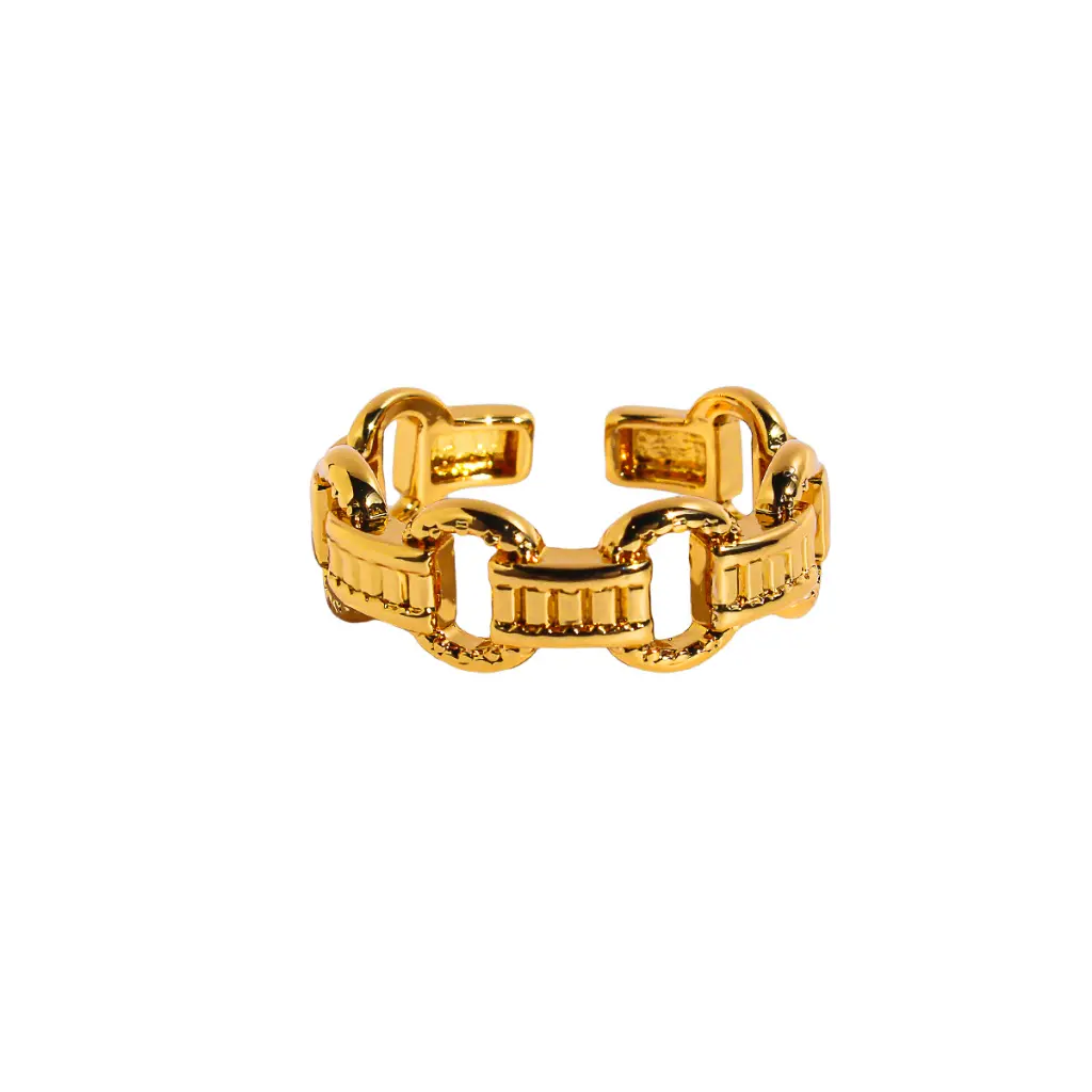 Chain Link Open Cuff Ring (Brass)