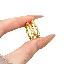 Bamboo Motif CZ Band Ring (Brass)